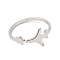 Non-Tarnish 304 Stainless Steel Star & Airplane Open Cuff Ring for Women, Stainless Steel Color, US Size 6(16.5mm)