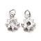 Brass Micro Pave Cubic Zirconia Charms, Cadmium Free & Nickel Free & Lead Free, with Jump Ring, Sun Charms, Platinum, 11x8.5x3mm, Hole: 2.5mm