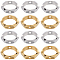 60Pcs 2 Colors Brass Bead Frames, Long-Lasting Plated, Hexagon, Mixed Color, 8~9x2mm, Hole: 1mm, Inner Diameter: 6.5mm, 30pcs/color