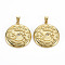 Brass Micro Pave Cubic Zirconia Pendants, Cadmium Free & Nickel Free & Lead Free, Flat Round, Real 16K Gold Plated, 26.5x24x3.5mm, Hole: 3x5mm