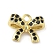 Rack Plating Brass Micro Pave Cubic Zirconia Pendants, Bowknot, Long-Lasting Plated, Cadmium Free & Lead Free, with Jump Ring, Real 18K Gold Plated, Black, 14x11x4.5mm, Hole: 1.8mm