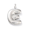Rack Plating Brass Balloon Letter Pendants, Cadmium Free & Lead Free, Long-Lasting Plated, Platinum, Letter E, 17.5x11.5x4.5mm, hole: 2.5mm