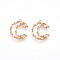 Brass Micro Pave Cubic Zirconia Pendants, Cadmium Free & Nickel Free & Lead Free, Moon, Clear, 16.3x13.5x2.3mm, Hole: 0.9mm