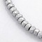 Electroplate Non-magnetic Synthetic Hematite Beads Strands, Faceted Rondelle, Frosted, Platinum Plated, 3x2mm, Hole: 1mm, about 214pcs/strand, 15.7 inch