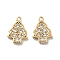 Brass Micro Pave Cubic Zirconia Pendants, Cadmium Free & Nickel Free & Lead Free, Christmas Tree, Real 18K Gold Plated, 12x8.5x1.5mm, Hole: 1mm