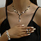 Brass Rhinestones Necklaces & Earring & Bracelets Sets for Women, Jet, 11.81 inch(300mm)