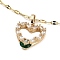 Heart Brass Micro Pave Cubic Zirconia Pendant Necklaces, with Glass, Light Gold, 15.67 inch(39.8cm)