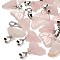 Natural Rose Quartz Pendants, with Stainless Steel Color Plated 201 Stainless Steel Snap on Bails, 18~18.5x20~20.5x4.5~5mm, Hole: 7.5x4.5mm