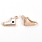 Zinc Alloy Enamel Pendants, Light Gold, Shoes, White, 12x17x2.5mm, Hole: 1.4mm