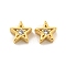 Brass Micro Pave Clear Cubic Zirconia Beads, Star, Real 18K Gold Plated, 6x6.5x3mm, Hole: 1mm
