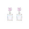 Cubic Zirconia Rectangle Dangle Stud Earrings, 304 Stainless Steel Earrings, Stainless Steel Color, 15x8mm
