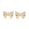 Brass Micro Pave Cubic Zirconia Pendants, Cadmium Free & Lead Free, Bowknot Charms, Real 18K Gold Plated, 16x20x5mm, Hole: 1.2~1.6mm