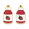 Ion Plating(IP) 304 Stainless Steel Pendants, with Enamel, Real 14K Gold Plated, Strawberry Drink Charm, Crimson, 11.5x5x0.8mm, Hole: 0.8mm