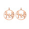 304 Stainless Steel Pendants, with Jump Rings, Laser Cut, Ring with Family, Rose Gold, 16x15x1mm, Jump Ring: 2.8x0.5mm, 1.8mm inner diameter