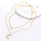 Stainless Steel Star Moon Pendant Double Layer Necklaces for Women, Golden