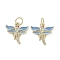 Brass Micro Pave Cubic Zirconia Pendants, Cadmium Free & Nickel Free & Lead Free, with Enamel and Jump Ring, Dragonfly Charms, Light Blue, 17x17.5x2mm, Hole: 4mm