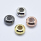 Brass Beads, with Silicone, Slider Beads, Rondelle, Cadmium Free & Nickel Free & Lead Free, Mixed Color, 7x3.5mm, Rubber Hole: 2mm