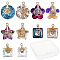 Glass Charms, with Light Gold Plated Brass Ice Pick Pinch Bails, Mixed Shapes, Light Gold, Pendants: 20pcs/box