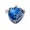 Brass Enamel Locket Pendants, Rack Plating, Long-Lasting Plated, Lead Free & Cadmium Free, Heart Charm, Royal Blue, 18x21x11.5mm, Hole: 5.5x3.5mm, Inner Diameter: 11x14mm