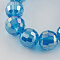 Electroplate Glass Bead Strands, AB Color Plated, Faceted, Round, Dodger Blue, 8mm, Hole: 1mm, about 72pcs/strand, 21.8 inch
