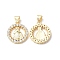 Rack Plating Brass Micro Pave Cubic Zirconia Pendants, Cadmium Free & Lead Free, Flat Round with Religion Virgin Mary Charm, Real 18K Gold Plated, 18.5x16x3mm, Hole: 5x3.5mm