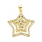 Rack Plating Brass Micro Pave Cubic Zirconia Pendants, Star, Lead Free & Cadmium Free, Long-Lasting Plated, Real 18K Gold Plated, 27.5x26.5x2.5mm, Hole: 3.5x4.5mm