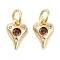 Brass Micro Pave Cubic Zirconia Charms, Cadmium Free & Nickel Free & Lead Free, with Jump Ring, Heart, Real 18K Gold Plated, Chocolate, 10x6.5x2.5mm, Hole: 3mm
