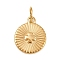 304 Stainless Steel Pendants, with Jump Ring, Flat Round with Cross Charm, Golden, 15x12x2mm, Hole: 4.5mm