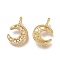 Brass Micro Pave Clear Cubic Zirconia Pendants, Long-Lasting Plated, Moon, Real 18K Gold Plated, 16x10.5x5mm, Hole: 3.2x1.6mm