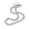 Non-Tarnish 304 Stainless Steel Rice Beads Necklace for Women, Stainless Steel Color, 14.57 inch(37cm)