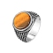 Stainless Steel Color Finger Rings for Men, with Natural Tiger Eye Beads, 15.8mm, US Size 8(18.1mm)