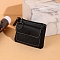 Imitation Leather Zippered Card Holder with Keyring, Coin Purse for Women, Black, 12.5x9x2.5cm