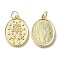 Brass Medal Pendants, with Jump Ring, Lead Free & Cadmium Free, Oval Charm, Real 18K Gold Plated, 20.5x14.5x2mm, Hole: 3.6mm