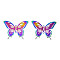 Ion Plating(IP) 201 Stainless Steel Filigree Joiners Links, Etched Metal Embellishments, Butterfly, Rainbow Color, 24x30x0.2mm, Hole: 1.2mm