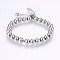 Tarnish Resistant Adjustable 304 Stainless Steel Slider Bracelets, Round, Stainless Steel Color, 10-1/4 inch(26cm), 8mm