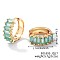 Cute Square Candy Brass Cubic Zirconia Hoop Earrings, Fashionable Versatile Accessories, Golden, Blue, 7x17mm