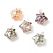 Wire Wrapped Electroplate Glass Charms, Star, Light Gold, 15~16x13x7~7.5mm, Hole: 1.5~2mm