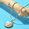 Shell Pearl Pendant Necklace with Ion Plating(IP) 304 Stainless Steel Chains, Flat Round, Real 14K Gold Plated, 20.47 inch(52cm)