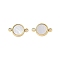 Natural Shell Connector Charms, with Ion Plating(IP) 304 Stainless Steel Findings, Manual Polishing, Flat Round, Real 18K Gold Plated, 10x6x2mm, Hole: 1.2mm