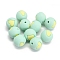 Round with Heart Pattern Food Grade Silicone Beads, DIY Necklaces Making, Aquamarine, 15mm