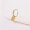 Brass Micro Pave Clear Cubic Zirconia Dangle Hoop Nose Rings, Golden, Moon, 10mm