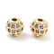 Brass Micro Pave Clear Cubic Zirconia Beads, Cadmium Free & Nickel Free & Lead Free, Round, Real 18K Gold Plated, 6.5x6mm, Hole: 1.6mm