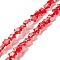 Transparent Glass Beads Strand, with Glitter Powder, Star, Red, 7.5~8x8.3x4mm, Hole: 0.7~1mm, about 50pcs/strand, 14.72~14.92 inch(37.4~37.9cm)