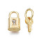 Rack Plating Alloy Charms Set, with Crystal Rhinestone and Jump Ring, Large Hole Pendants, Cadmium Free & Nickel Free & Lead Free, Pad Lock and Key, Light Gold, 14.5x8.5x5mm, 11.5x6x2mm, Hole: 6mm