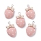 Opaque Resin Pendants, with Platinum Tone Iron Loops, Strawberry with Bowknot, Pink, 28x16.5x7mm, Hole: 2mm