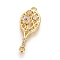 Sport Theme, Brass Micro Pave Cubic Zirconia Links, Long-Lasting Plated, Tennis Racket, Clear, Real 18K Gold Plated, 24x9x2mm, Hole: 1mm