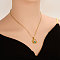 304 Stainless Steel Pave Natural Paua Shell Crescent Moon Pendant Necklaces, Golden, Pendant: 1.9x1.6cm