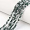 Electroplate Opaque Glass Beads Strands, Half Silver Plated, Faceted, Rondelle, Dark Green, 4x3mm, Hole: 0.4mm, about 110~115pcs/strand, 39~40cm