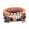 4Pcs 4 Style Polymer Clay Heishi Surfer Stretch Bracelets Set with Word Spooky Boo Acrylic Beads, Halloween Ghost & Haunted House Alloy Enamel Charm Bracelets for Women, Orange, Inner Diameter: 2-1/4 inch(5.7cm), 1Pc/style