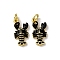 Brass Micro Pave Cubic Zirconia Pendants, with Enamel, Lobster Charms, Real 18K Gold Plated, with Jump Ring, Black, 18.5x9.5x3mm, Hole: 3.2mm